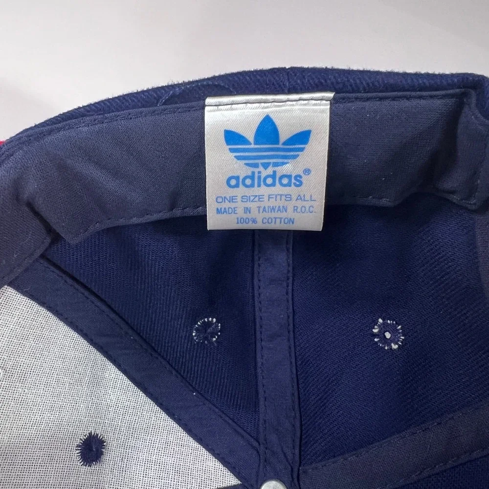 Vintage‎ Adidas America Snapback Hat Blue Red Brim Two Tone 90s Cap OSFM